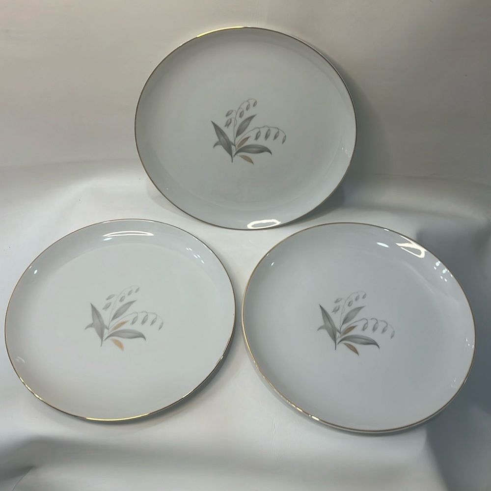Kaysons Fine China Plates Japan Golden Rhapsody 1961 White Silver Gold Set 3